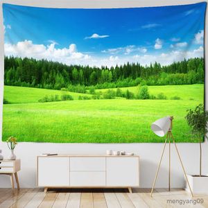 Tapestries grasland landschap tapijtwand hangende stijl mooie natuurlijke tafel mat woonkamer printing kunstdecoratie r230815