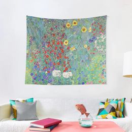 Tapestries Gustav Klimt - Farm Garden met zonnebloemen tapijt wallpapers Home Decor Room Decorateur