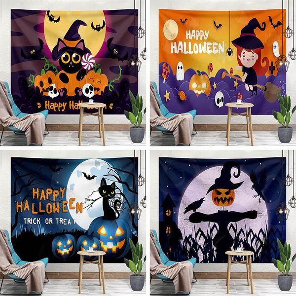 Tapices Halloween Party Wall Tapiz Family Bar Decoración Paisaje de tela Hippie Hippie Dorm Manja espiritual 95x73cm