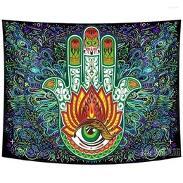 Tapestries hand veel geluk charme bescherming symbool anti boze oog mandala door ho me lili tapijt