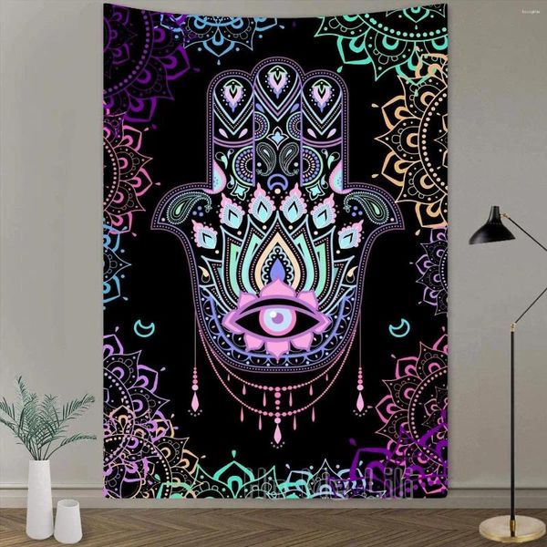 Tapisseries tapisserie colorée de fleurs pour les yeux malémiques totem mandala mur hippie suspendu pour dortoir de salon de chambre à coucher