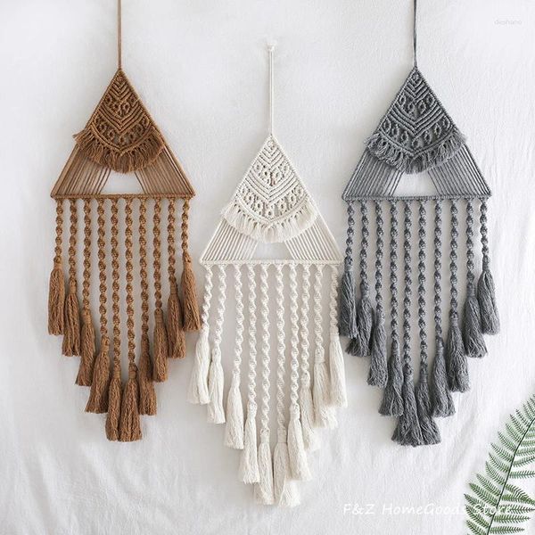 Tapices tejido a mano Macrame Wall Hangding Tapestry Bohemian Style Triangle Personalizado Catter Dream Catended For Home Decor Decoración