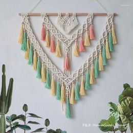 Tapestries handgeweven macrame muur hangend tapijt met gekleurde kwastjes kunst geweven Boheemse ambachten voor huisdecoratie woonkamer decoratie