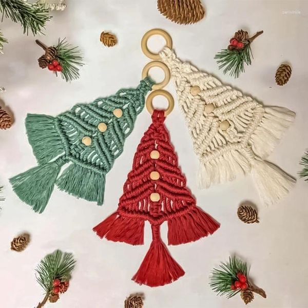 Tapices hechos a mano árbol de Navidad tejido DIY decoración de la habitación de Navidad adornos colgantes de pared fondo del hogar colgantes de manta