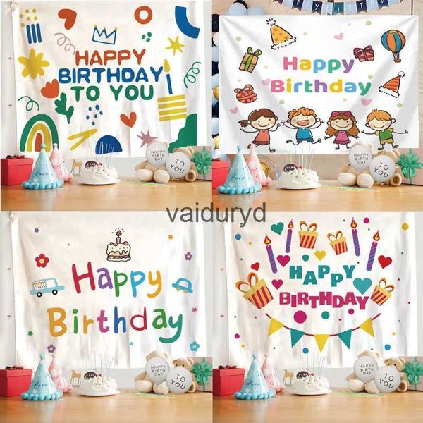 Tapisseries joyeux anniversaire tapisserie Ins tissu suspendu fête fond décor enfants chambre mur mignon maison Photo accessoiresvaiduryd