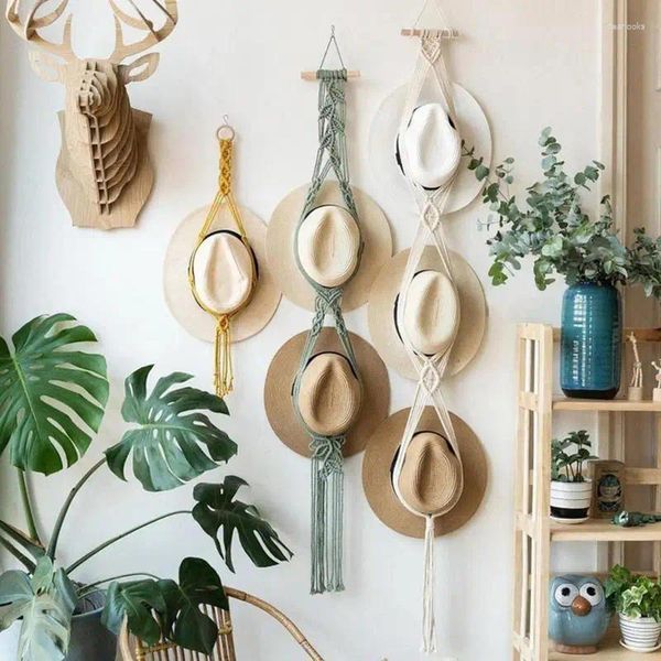 Porte-chapeau pour tapisseries, pour mur, tissage à la main, macramé, présentoir Boho, seau décoratif au plafond, cintre pour béret