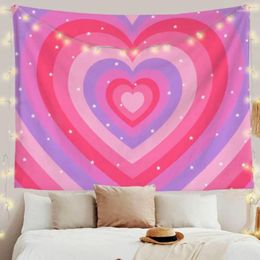 Tapisseries coeur étoile impression tapisserie Couple dortoir rose Style esthétique tenture murale romantique amour forme chambre Blanke