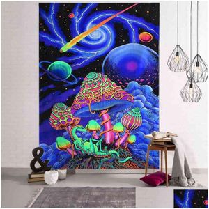Tapisseries Hippie Tapisserie Champignon Psychédélique Tenture Sorcellerie Alien Mystère Décor À La Maison Art Mural Fond Tissu J220804 Dhg0O