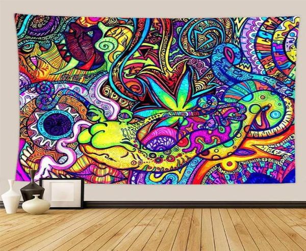 Tapisses Hippie Trippy Tapestry Mur suspendu Covering Living Room Art Decors décoration Abstract Decoration4091847