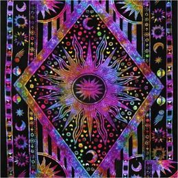 Tapisseries Hippie Hippie Psychédélique Mandala Lune Soleil Tapisserie Tenture Murale Grande Tapisserie Bohème Indienne Décor En Tissu Sh190925 Drop Dhqgc