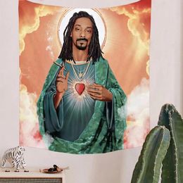 Tapices figuras sagradas rapero Snoop Dogg tapiz Jesús estético dormitorio decoración alfombra fondo tela dormitorio alfombras esteras de Yoga