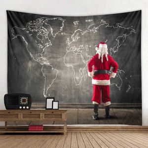 Wandtapijten Woondecoratie Kerst Sneeuw Wandtapijt Kerstman Geschenken Open haard Kerstboom Muur Hangend Slaapkamer Slaapzaal Achtergrond Doek tapiz