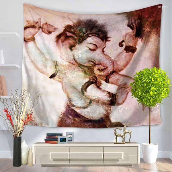 Tapisseries Accueil Décoratif Tenture Tapisserie Tapisserie 130x150cm Rectangle Couvre-lit Creative Inde Éléphant Ganesh Motif GT1103