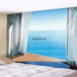 Tapisseries Imitation fenêtre paysage tapisserie tenture murale tissu vue sur la mer cascade salon chambre maison tissu décorationvaiduryd
