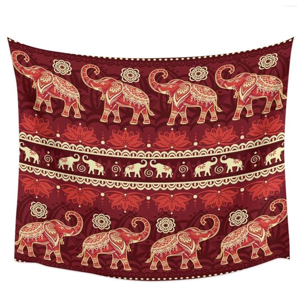 Tapices India Animal Elefante Flor Hippie Tapiz Tela Colgante de pared Playa Decoración de la habitación Tela Alfombra Yoga Mats Hoja Sofá Manta