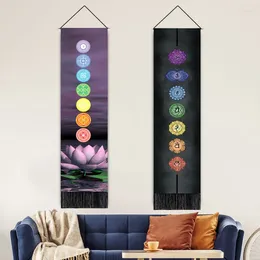 Tapisseries India chakras tapisserie mur suspendu pour yoga studio décor bâtons en bois ornements coton mandala boho lotus