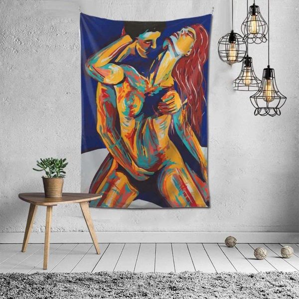 Tapisseries Inde Sexy Couple Nu Tapisserie Femme Homme Tenture Murale Hippie Chambre Décoration Chambre Dortoir Décor Art Esthétique Tapiz