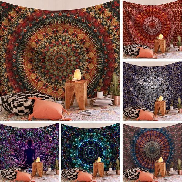 Tapisseries indien Mandala tapisserie tenture murale plage de sable jeter tapis couverture Camping tente voyage matelas bohème 230419