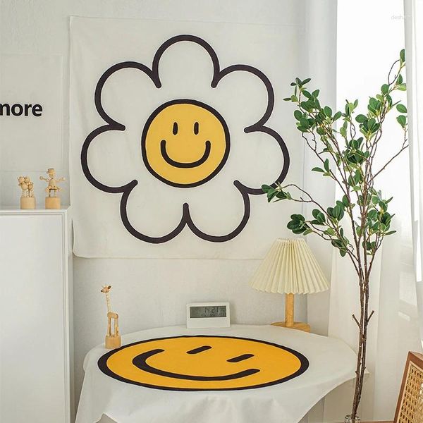 Tapices Ins colgante tela flor sonrisa tapiz pared fiesta de cumpleaños sala de fondo decoración dormitorio dormitorio