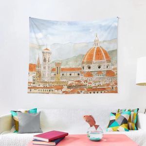 Tapisseries Italie Florence Cathedral Duomo Aquarement peinture avec fond de tapisserie sur le décor de chambre à coucher est esthétique