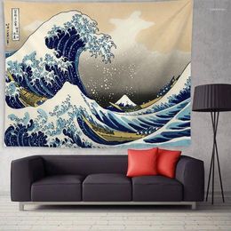 Tapisseries japon kanagawa imprimé suspension tapisserie great wave peinture polyester boho litspread yoga mat couverture
