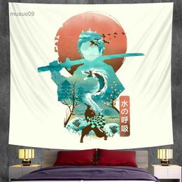 Tapisseries Tapisserie japonaise anime chambre décoration de la maison décoration bohème scène psychédélique tapis de yoga drap hippie couverture de canapé