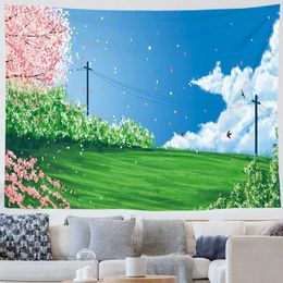 Tapisseries Japonaise Kawaii Tapisserie Anime Style Tapisserie Blooming Sakura Tapisserie Salle Familiale Décoration Tenture Murale Filles Dortoir Chambre