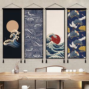 Tapestries Japanse stijl woonkamer achtergrond muur decoratie tapijt slaapkamer hangende doek kunst schilderijen 230508