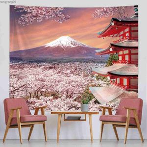 Tapestries Japanse tapijt achtergrond muur hangende Aziatische fuji bergfoto banner achtergrond japan pagoda muur art r230817