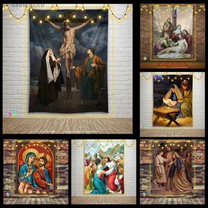 Tapisseries Jésus Tapisserie Christ Mur Art Ange Chambre Salon Décor Sages Bohème Vierge Marie Tenture Maison Dédoration T240309