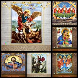 Tapisseries murales suspendues de jésus, vierge marie, décoration de maison, ange, saint-georges, Christ, éthiopie, décor de chambre orthodoxe