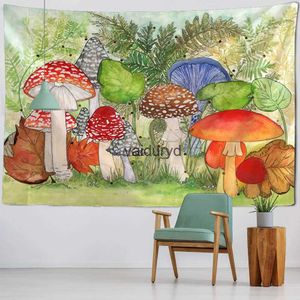 Tapisseries Kawaii tapisserie de champignons jungle fleurs oiseaux et plantes décoration murale d'art de chambre adaptée aux salons dortoirsvaiduryd