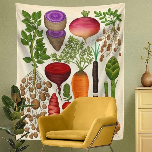 Tapisseries jardin de cuisine illustration botanique mur de tapisserie suspendue