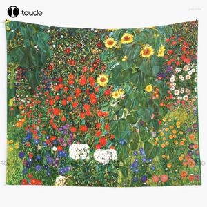 Wandtapijten Klimt - Boerderij Tuin Met Zonnebloemen Tapijt Muur Ophangen Voor Woonkamer Slaapkamer Dorm Home Decor