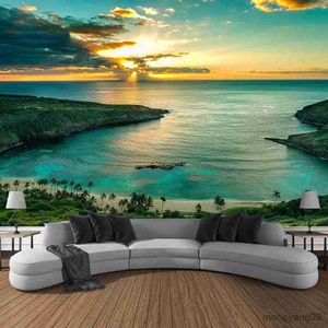 Tapisseries paysage plage coucher de soleil mur tapisserie suspendue grande tapisserie belle chambre intérieure de dortoir peut personnaliser R230812