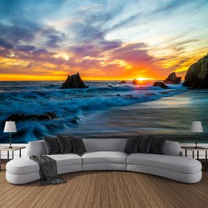 Tapices Paisaje Playa Atardecer Tapiz Colgante de Pared Tapiz Grande Hermoso Dormitorio Interior Dormitorio Puede Personalizarse