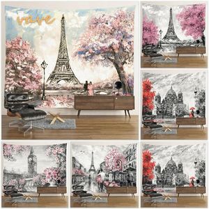 Tapestries landschap eta tapijt hippie macrame muur hangende bohemian kamer decor esthetische boom bloemen dye dye home decoratie