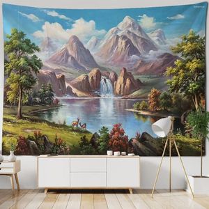 Tapisseries paysage peinture salon décoration tapisserie huile tenture murale tissu bohème Hippie maison