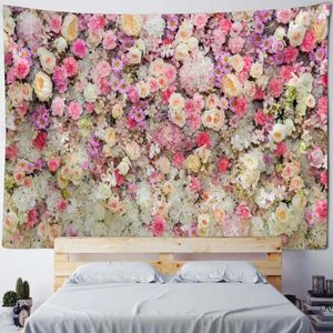 Tapisseries Paysage Rose Fleur Tapisserie Plante Rose Tissu Art Impression Grand Mur Bohème Esthétique Chambre Décoration de La Maison