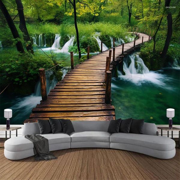 Tapices Landscape Waterfall Tapestry Wall Art Floral Hanging Home House Decor para 2024 Tapiz Y2K arazzi