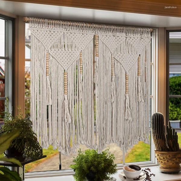 Tapices Grandes Macrame Colgante de pared Boho Tapiz Tejido Decoración Algodón Borlas Cortina Bohemia para el hogar Sala de estar Dormitorio Boda