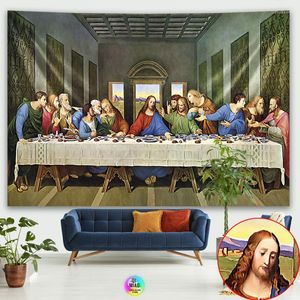 Tapestries laatste avondmaal tapijt Christus Jezus paas katholieke religie muur hangende kamer decor kerst decoratie grote stof