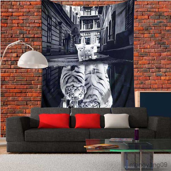 Tapices sala de estar arte de pared dormitorio dormitorio dream gato tapiz mascota para mascota tigre wolf pared colgante r230811