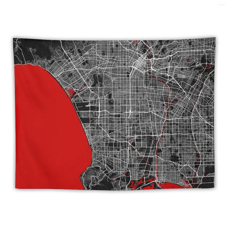 Гобеленники Лос -Анджелес Сити Карта Соединенных Штатов - Восточный красный гобелен Декор. Декор стены стена искусства домашние декораторы для спальни