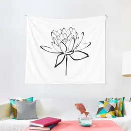 Tapisseries de calligraphie de fleur de Lotus (noir), décoration de décoration de pièce mignonne pour tenture murale de chambre à coucher