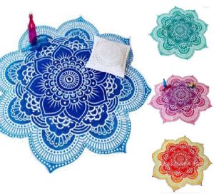 Tapisseries fleur de Lotus nappe tapis de Yoga inde Mandala tapisserie plage jeter couverture ronde piscine maison couverture