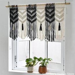Tapisseries macrame noir blanc windowns rideau tissu pnematère pendant mur pending tapisserie boho décoration