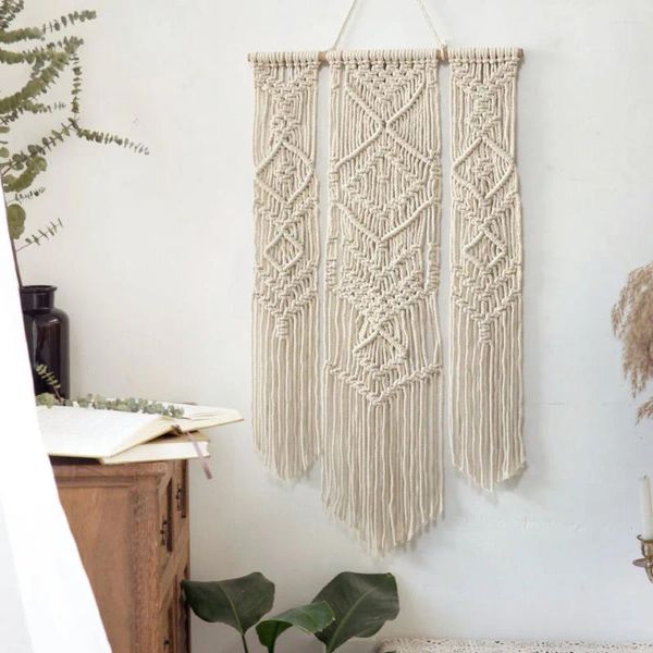 Tapices Macrame Boho Handmade Hanging Tapestry Tassel Sofá Fondo de arte nórdico Muro para sala de estar Decoración del hogar