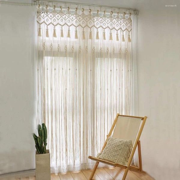 Tapices Macrame Cortina Ventana Puerta Hecho a mano Boho Tejido Tapiz colgante de pared para puerta Armario Arco Dormitorio Sala de estar