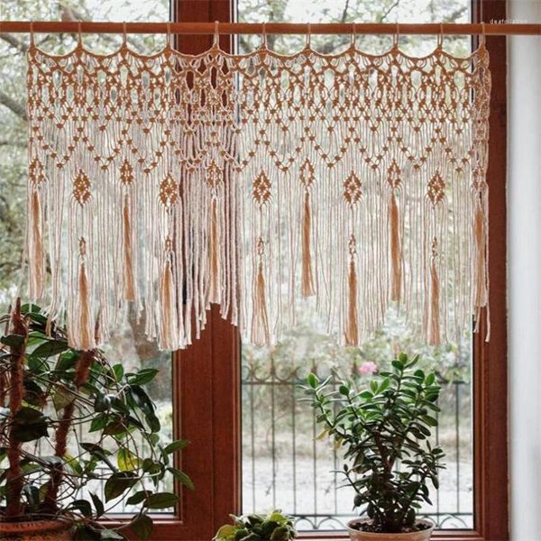 Tapices Macrame Cortinas Tejido a mano Tapiz Colgante Ventana Cortina Borla Dormitorio Pared Haings Arte Boho Decoración Puerta